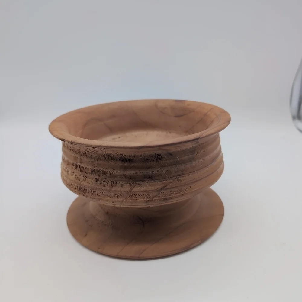 Vintage Handcrafted Wooden Pedestal Bowl Shane Zimmerman Lathe Created